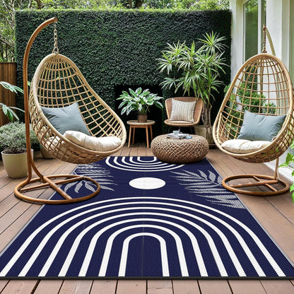 GENIMO Outdoor Rug 6' x 9' Waterproof for Patio Clearance, Reversible Lightweight Plastic Straw