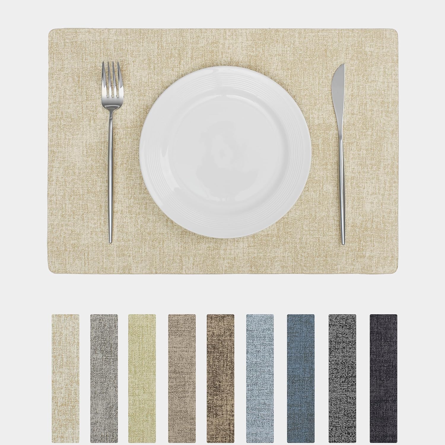 Chrysameld Vinyl Placemats Set of 4 - Faux Leather 100% Waterproof Oil-Proof Wipeable PU Place