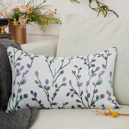 YOUR SMILE Classical Embroidery Jacquard Purple Square Decorative Throw Pillow Case Cushion