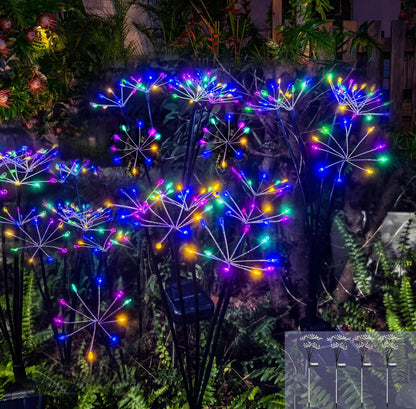 Kwaiffeo 4 Pack Solar-Powered Firework Fairy Lights, Solar Light Outdoor Waterproof Christmas &
