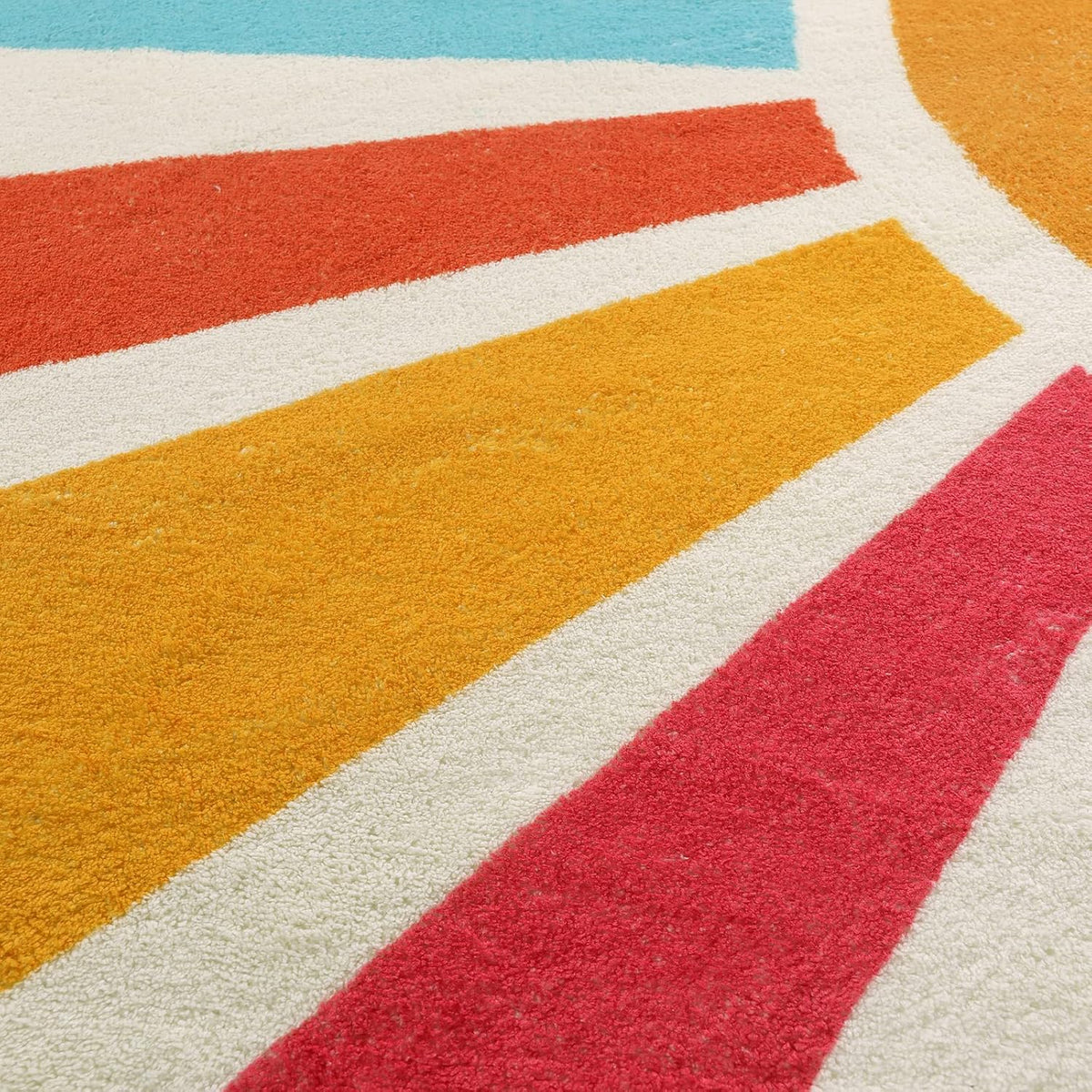 STARUIA Boho Washable Rug 5 Ft Round Area Rug for Bedroom, Rainbow Circle Kids Rugs for Office