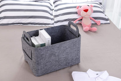 Minoisome Storage Basket Felt Storage Bin Collapsible& Convenient Box Organizer with Carry Handles
