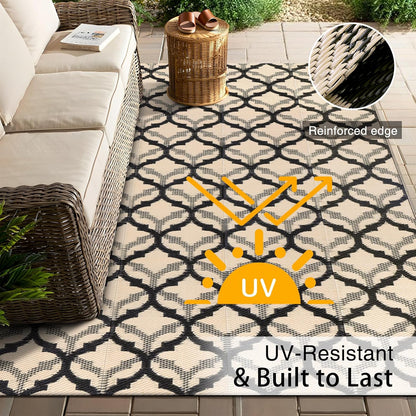 OLANLY Reversible Outdoor Rug 5x8 ft Clearance, Waterproof Outdoor Plastic Straw Rug with