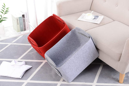 Storage Basket Felt Storage Bin Collapsible& Convenient Box Organizer with Carry Handles for Office