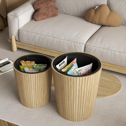 Round Coffee Table Set,2-Piece Modern Farmhouse Living Room End Table Set, Nesting Table Round