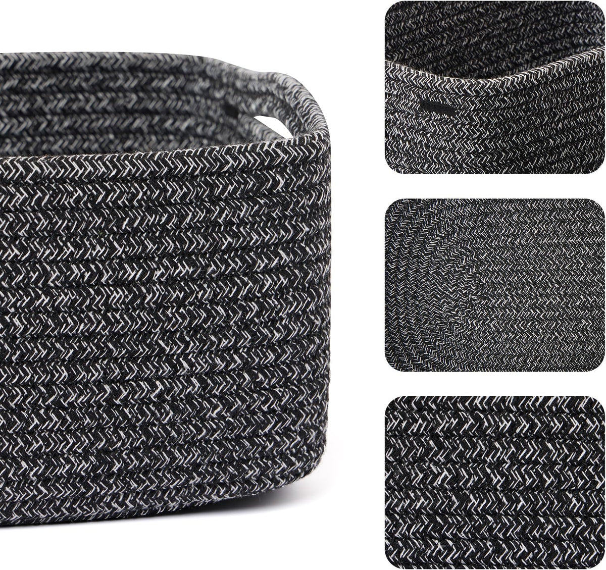 Small Storage Baskets for Organizing | Closet Organizer Bins | Shelf Toy Basket | Woven Rope