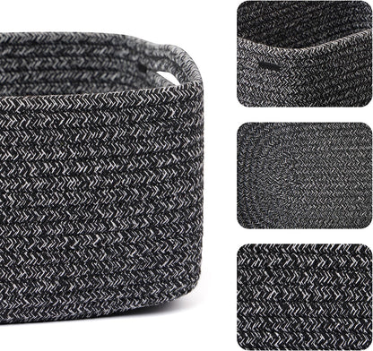 Small Storage Baskets for Organizing | Closet Organizer Bins | Shelf Toy Basket | Woven Rope