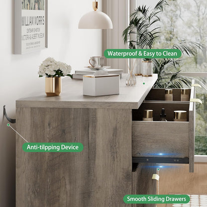 Fluted Dresser for Bedroom with 6 Drawers, 48" Wide Modern Chest of Drawers with Metal Handle