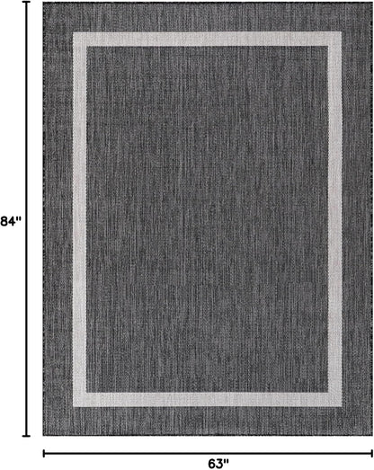 Bordered Outdoor Rug 5x7 Washable Outside Carpet for Indoor Patio Porch Waterproof Easy Cleaning
