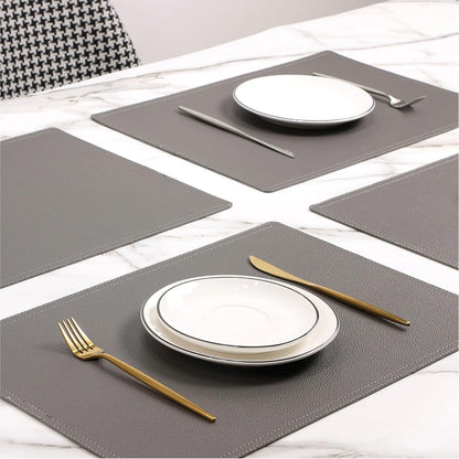 Set of 8 Faux Leather Placemats, PU Mats - Waterproof, Stain & Heat Resistant, Non-Slip, Easy to