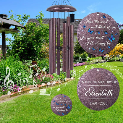 ASTARIN Memorial Butterfly Deep Tone Wind Chimes Personalized, Sympathy Remembrance Gifts for Loss