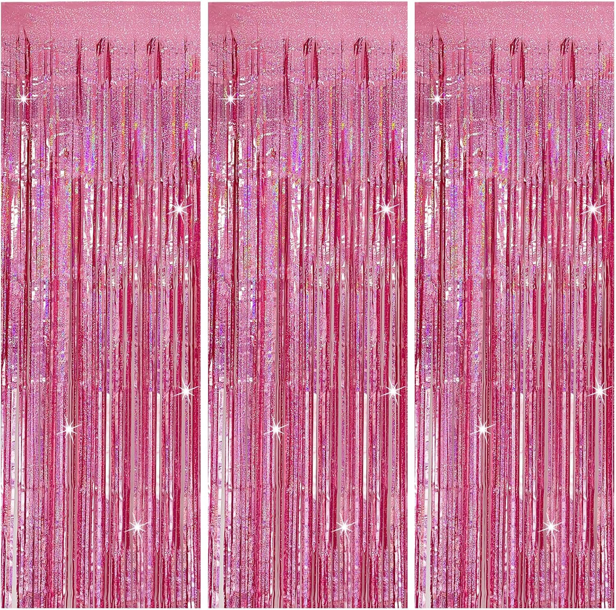 3 Pack Pink Backdrop Party Decorations Tinsel Curtain Party Backdrop Foil Fringe Birthday