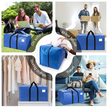VELVETSURE 12 Pack Heavy Duty Extra Large Moving Bags W/Backpack Straps - Strong Handles & Zippers
