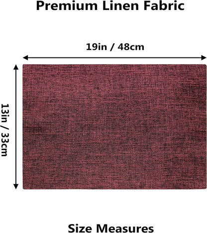 Home Brilliant Red Placemats Set of 4 Cloth Placemat for Holiday Heat Resistant Dining Table Mats