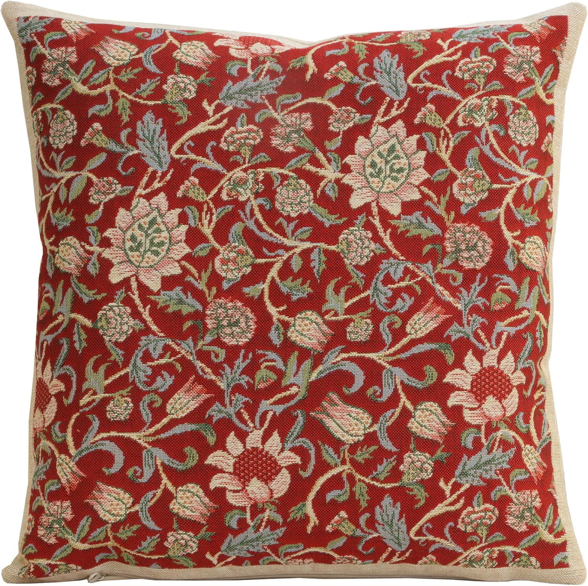 Charlotte Home Furnishings Throw Pillow Covers 16x16 in, Red Flowers Decorative Couch Pillow Cover
