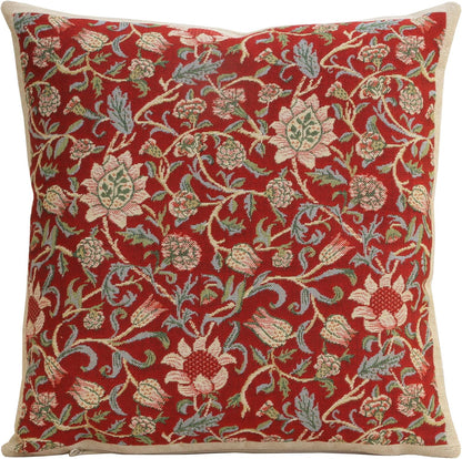 Charlotte Home Furnishings Throw Pillow Covers 16x16 in, Red Flowers Decorative Couch Pillow Cover
