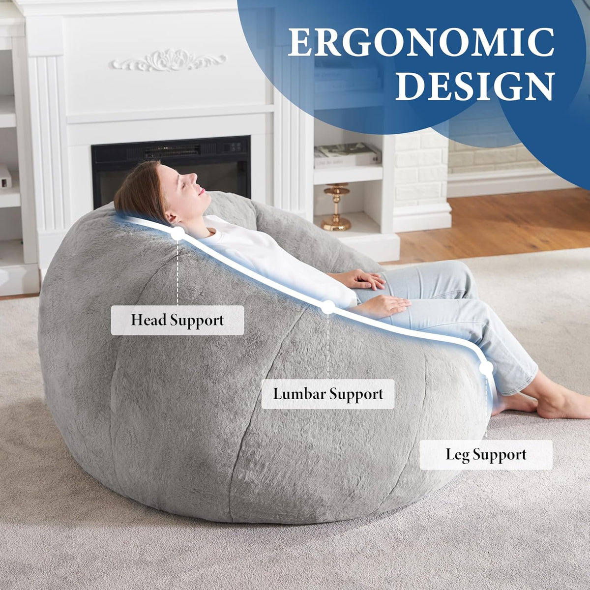Hobestluk Bean Bag Chairs Large Bean Bag Couch for Adults Stuffed Sofa Chair Comfy Giant Bean Bag