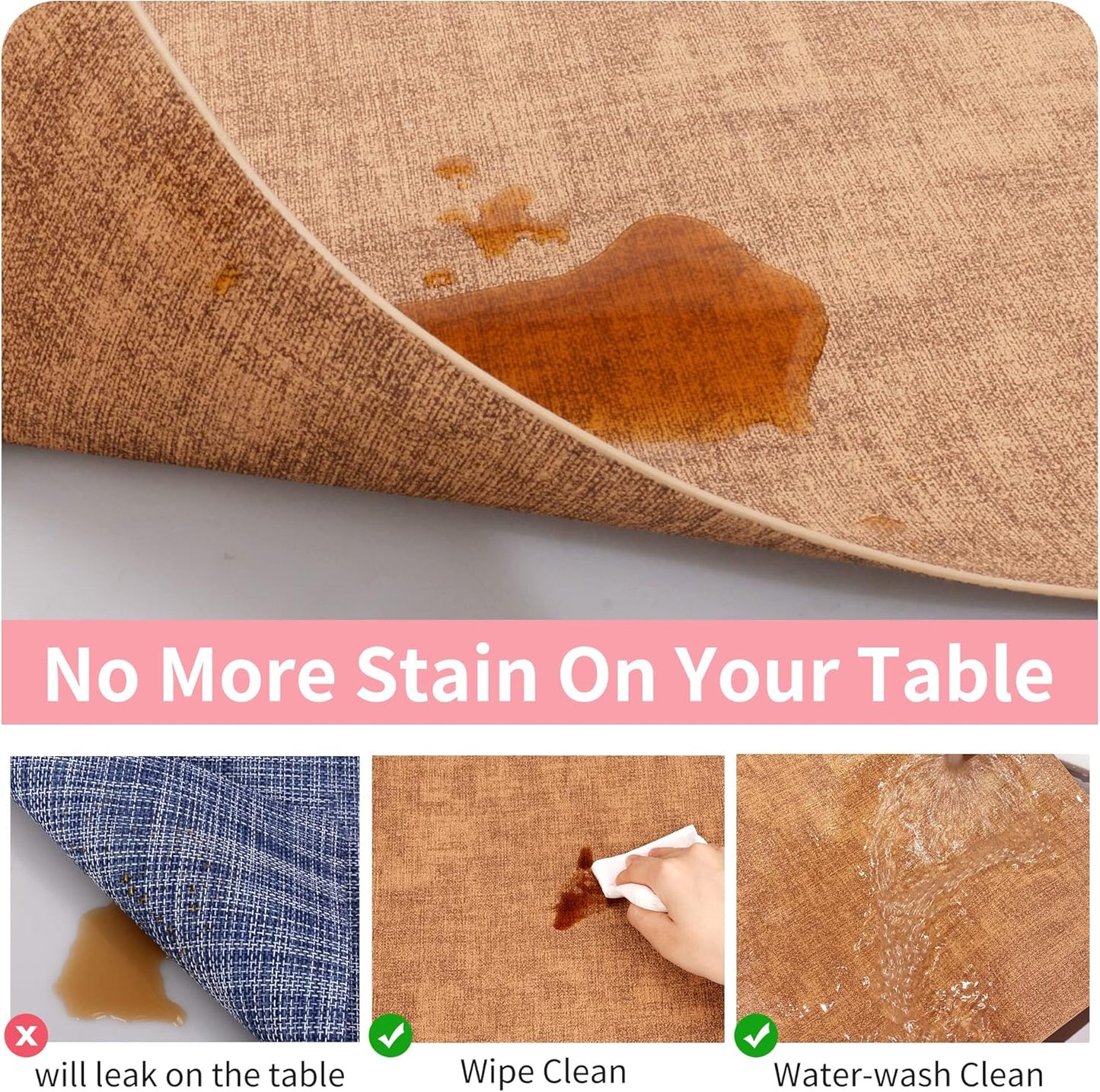 Maxpearl Faux Leather Placemats Set of 6 - Waterproof - Wipe Clean - Heat Resistant - Anti Slip