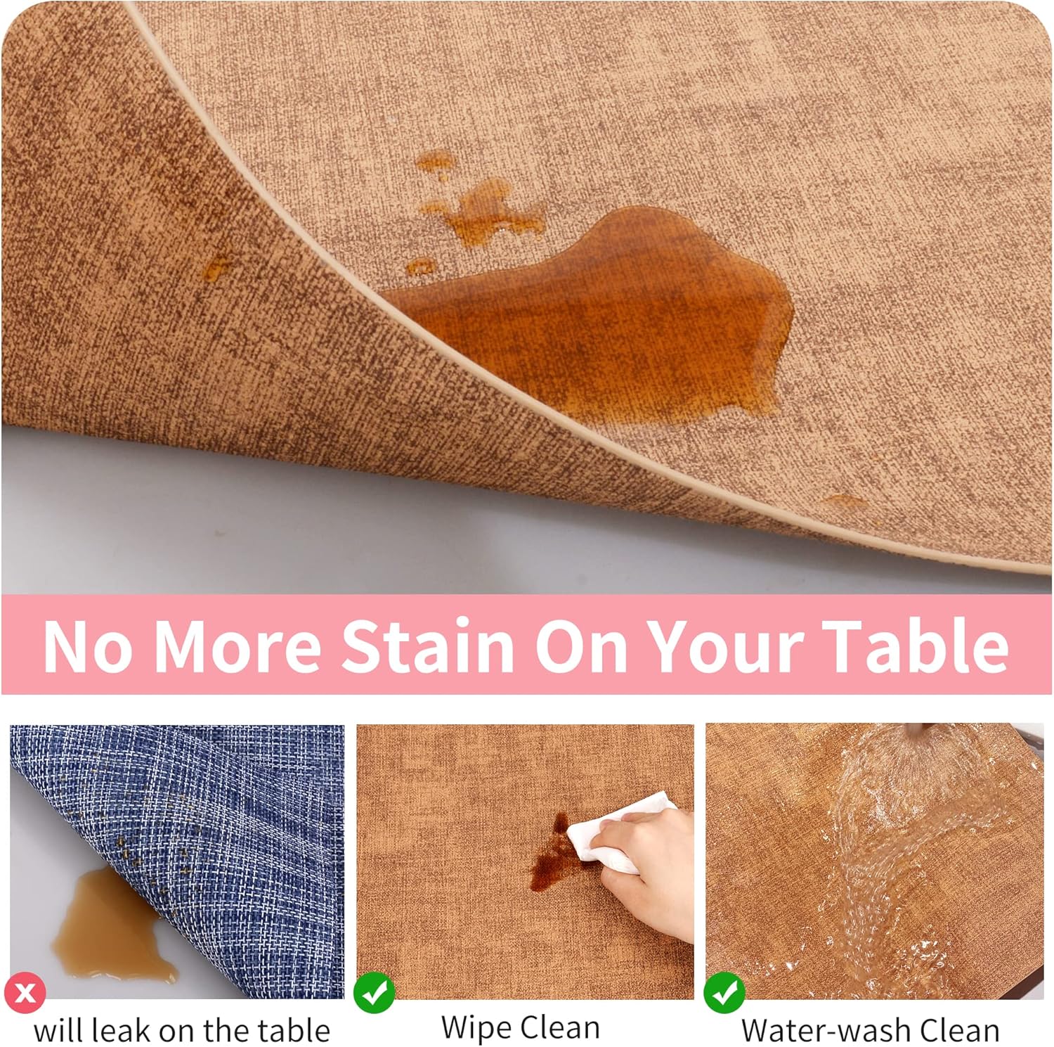 Maxpearl Faux Leather Placemats Set of 6 - Waterproof - Wipe Clean - Heat Resistant - Anti Slip