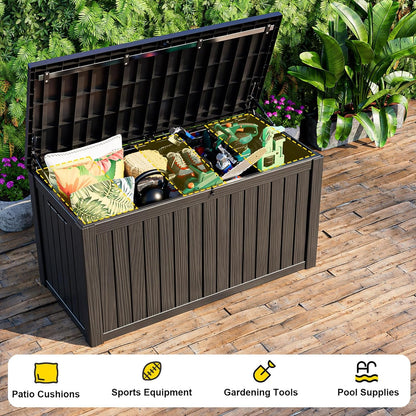 150 Gallon Outdoor Deck Box,Storage Lockable Waterproof Patio Furniture,Garden Tools,Cushions,Pool