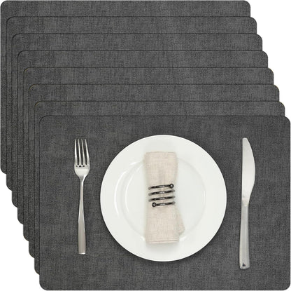 Myir JUN Placemats Dual Sided, Faux Leather Place Mats Set of 8 Indoor Placemats for Dining Table