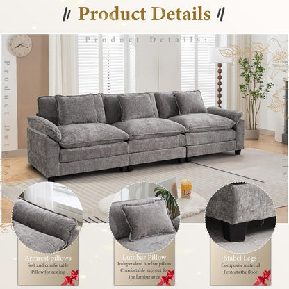 URRED Modular Sectional Sofa Comfy Cloud Couch, Modern Chenille Sofa Sleeper Deep Seat Couches with