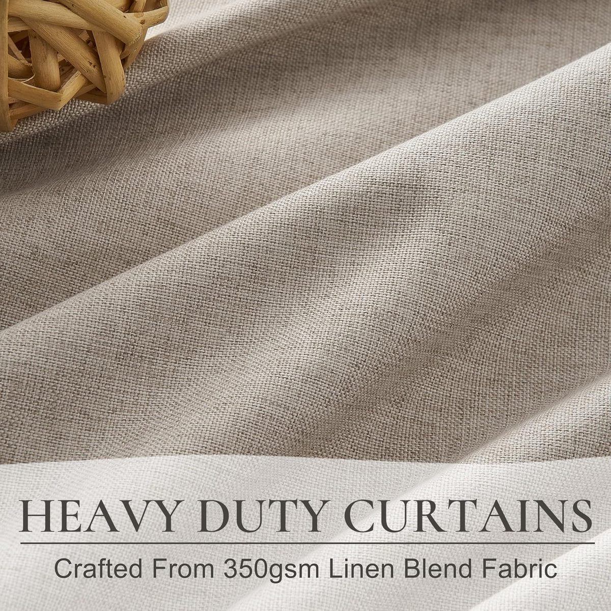 Viral Curtains with Pinch Pleat Clips & Hooks, Grey Taupe Faux Linen Blackout Curtain for Bedroom