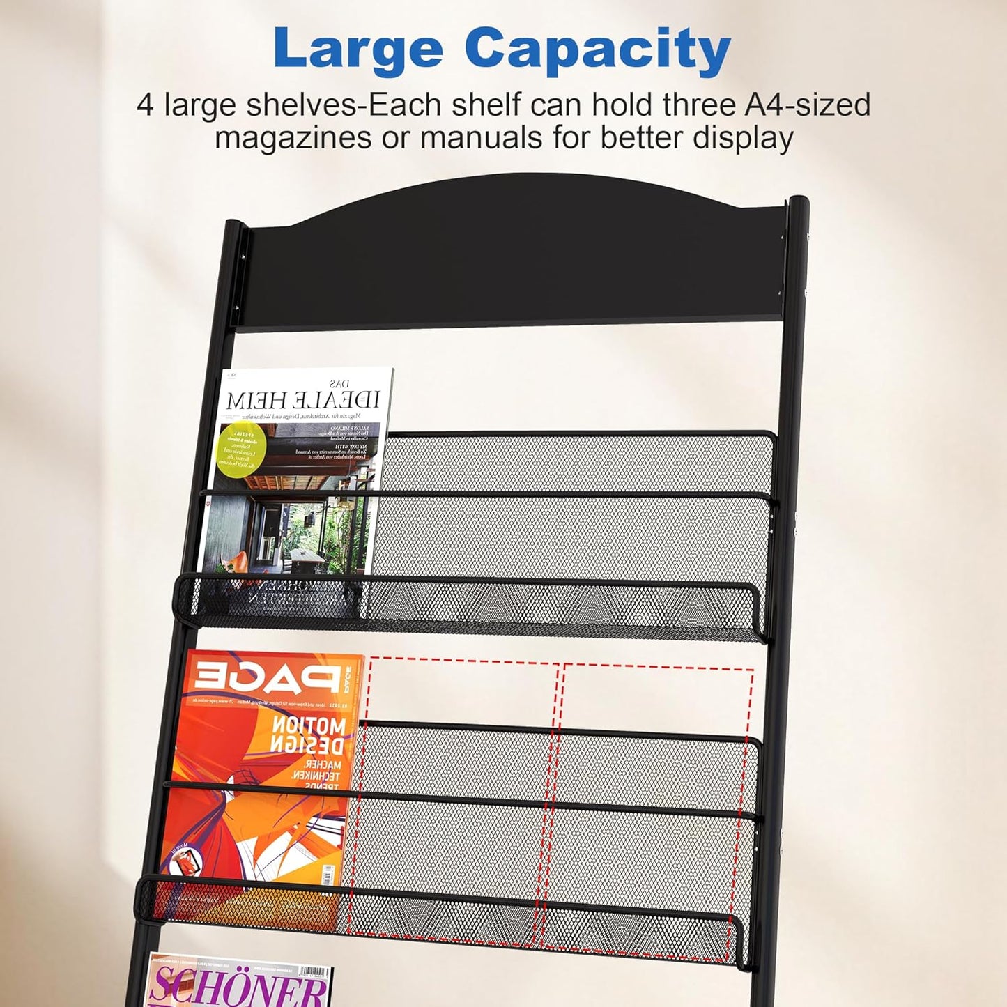 Brochure Display Stand 4 Layer Floor-Standing Magazine Rack Literature Newspaper Catalog Display