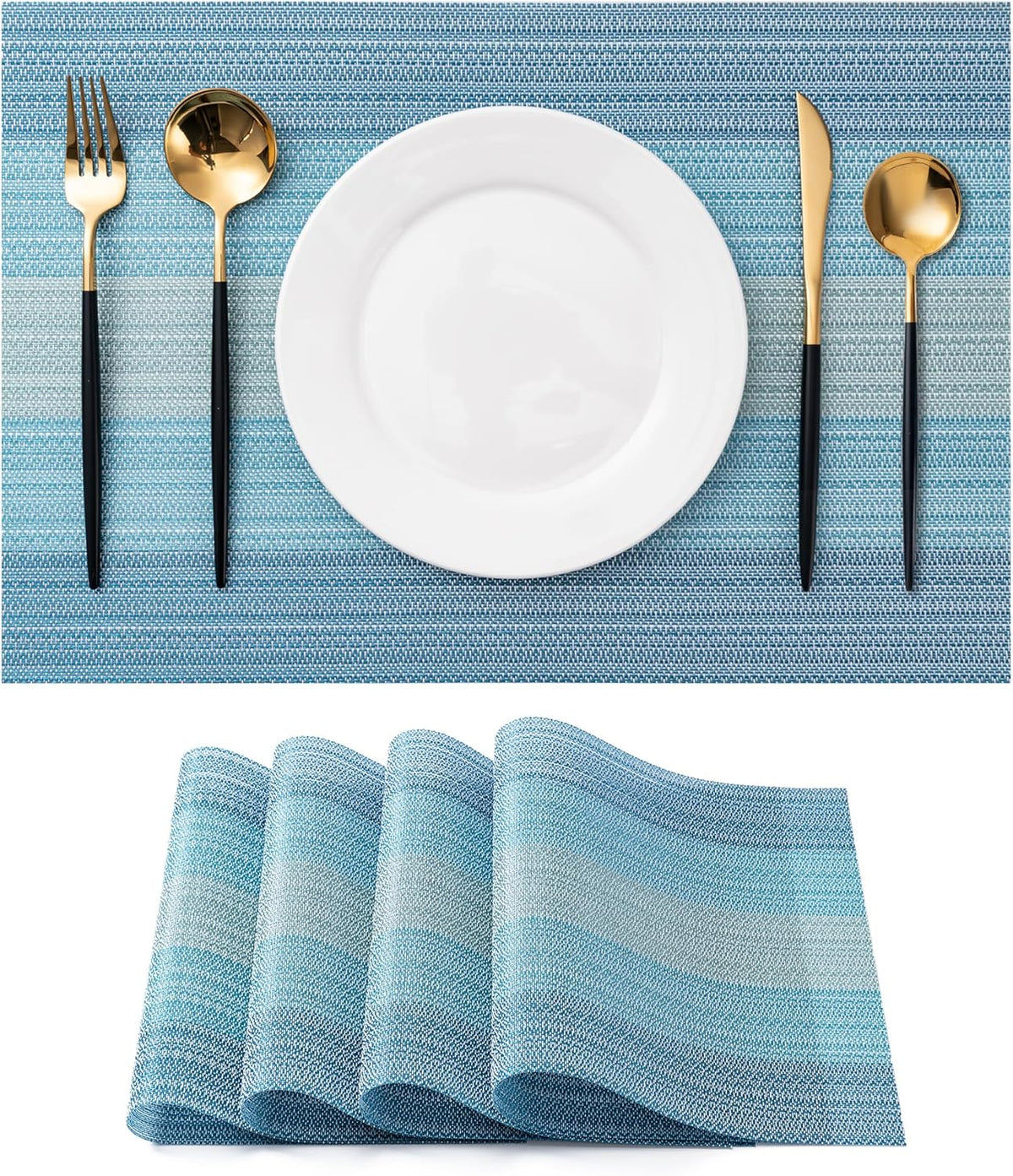 CADONO Placemats Set of 4 Washable Indoor/Outdoor Vinyl Place Mats for Dining Table Durable