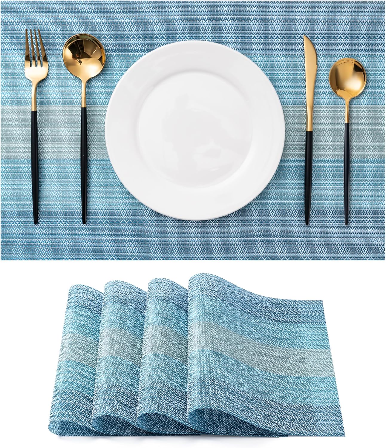 CADONO Placemats Set of 4 Washable Indoor/Outdoor Vinyl Place Mats for Dining Table Durable