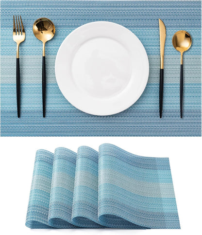 CADONO Placemats Set of 4 Washable Indoor/Outdoor Vinyl Place Mats for Dining Table Durable