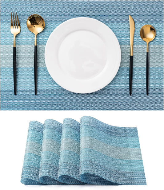 CADONO Placemats Set of 4 Washable Indoor/Outdoor Vinyl Place Mats for Dining Table Durable