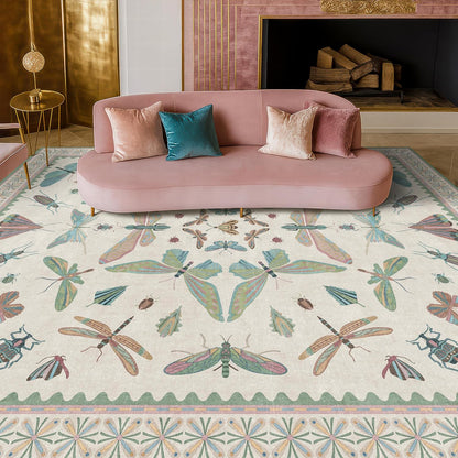 Green Butterfly Rugs for Girls Bedroom - 8x10 Floral Area Rug for Living Room, Dining Room Under