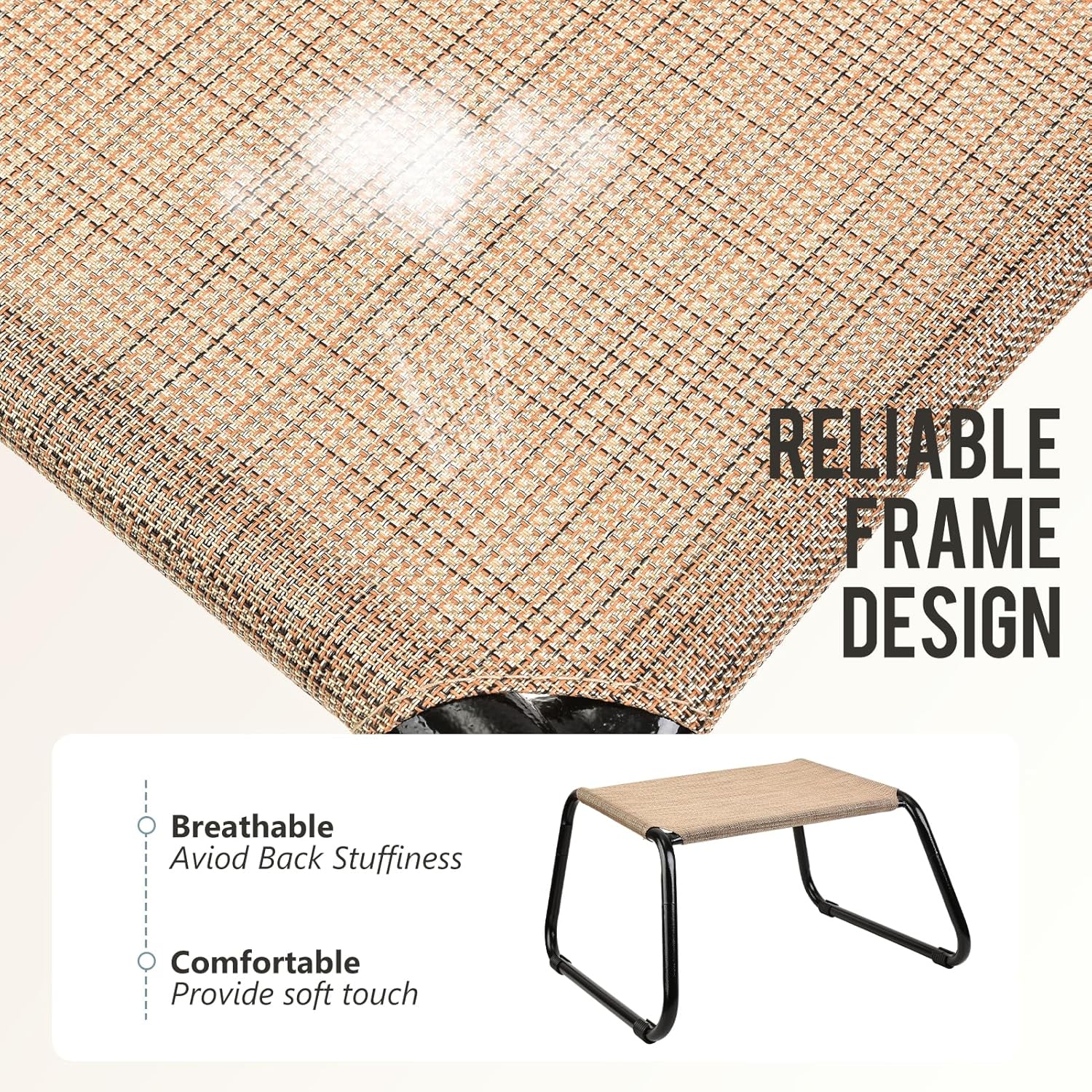Outdoor Footstools for Patio,Backyard Patio Furniture Metal Frame Small Seat All Weather Footrest