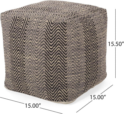 GDFStudio Boho Handmade Fabric Cube Pouf Ottoman Foot Stool - Bean Bag Floor Chair - Foot Rest