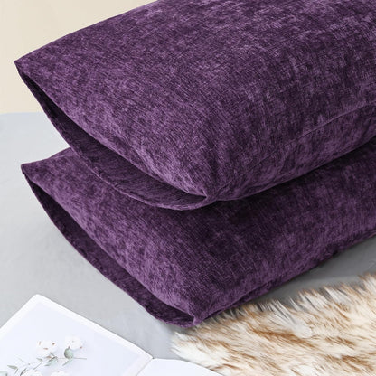 CaliTime Throw Pillow Covers Decorative 20 X 26 Inches Pack of 2 Cozy Chenille Standard Pillow