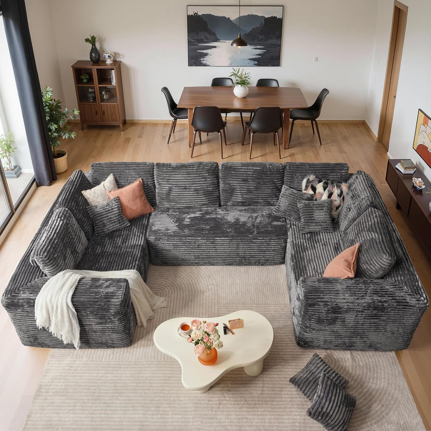 Cloud Sectional Couches for Living Room,U Shaped Modular Sofas No Assembly,135x79 Inches Plush