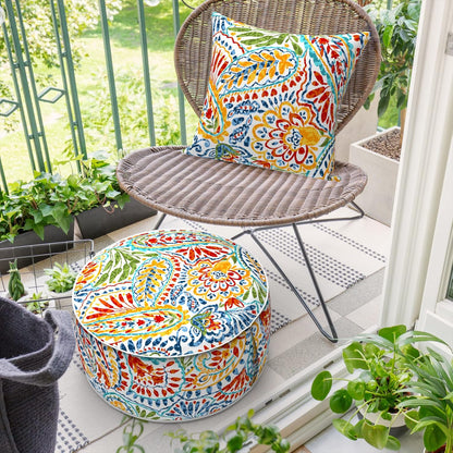 Inflatable Ottoman Stool D21 xH9 for Outdoor/Indoor Use, Water Repellent Patio Foot Rest Stool with