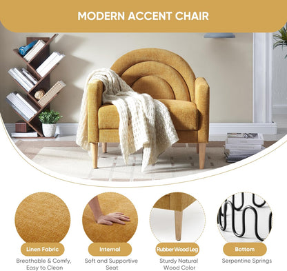Accent Chair Reading Chair with Armrest, Small Comfy Chair for Small Spaces, Modern Linen