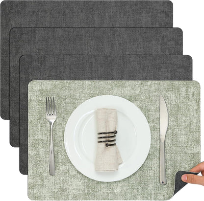 Myir JUN Placemats Dual Sided, Faux Leather Place Mats Set of 4 Indoor Placemat for Dining Table
