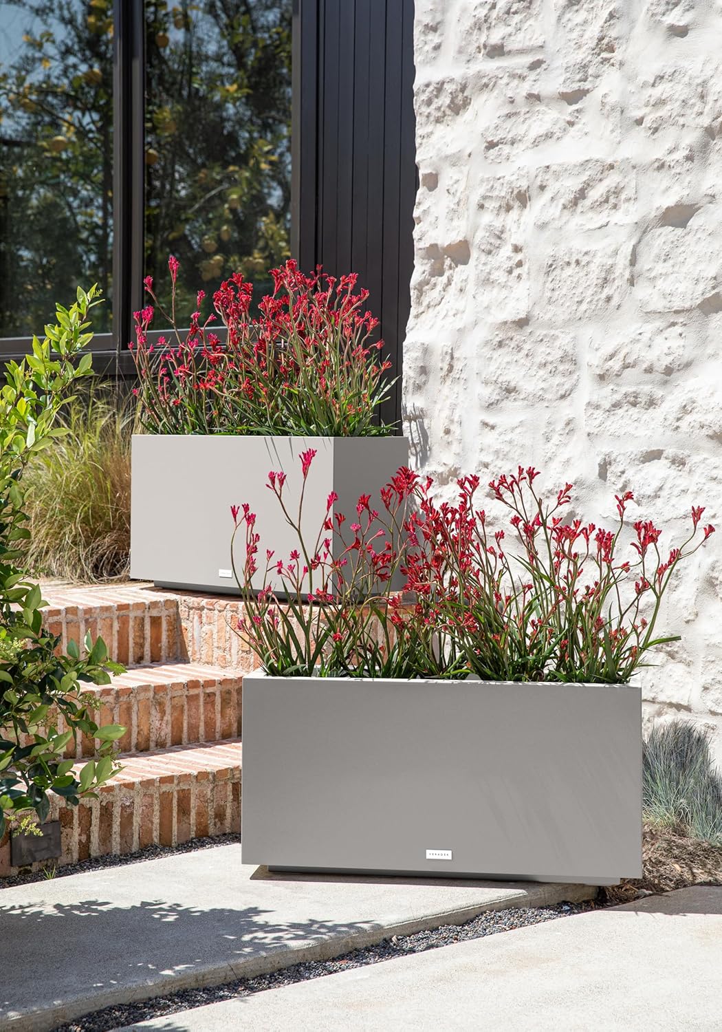 Veradek Block Series Long Box Planter - Large Rectangular Planter for Indoor or Outdoor Patio/Porch
