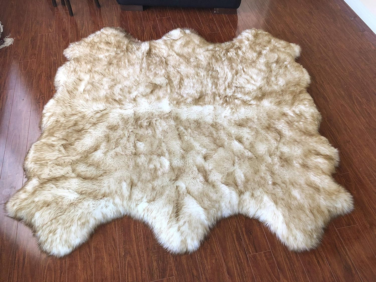 LAMBZY Faux Sheepskin Hypoallergenic Free Shape Silky Shag Rug, Luxury Shaggy Silky Plush Carpet
