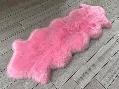 LAMBZY Faux Sheepskin Super Soft Hypoallergenic Free Shape Silky Shag Rug, Luxury Shaggy Plush