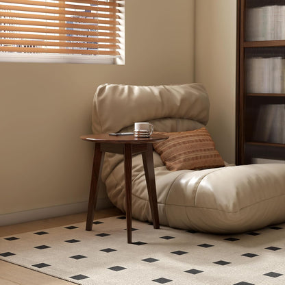 100% Solid Oak Round Side Table, Small Bedside Table for Small Spaces, Living Room End Table with
