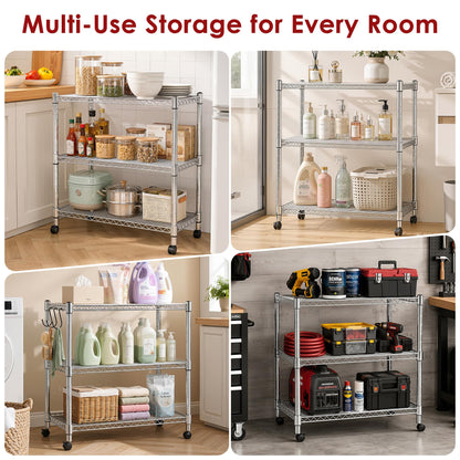 Simple Deluxe 3-Tier Storage Shelves, 750 Lbs Loading Capacity, 24.02" W x 13.78" D x 21.97" H