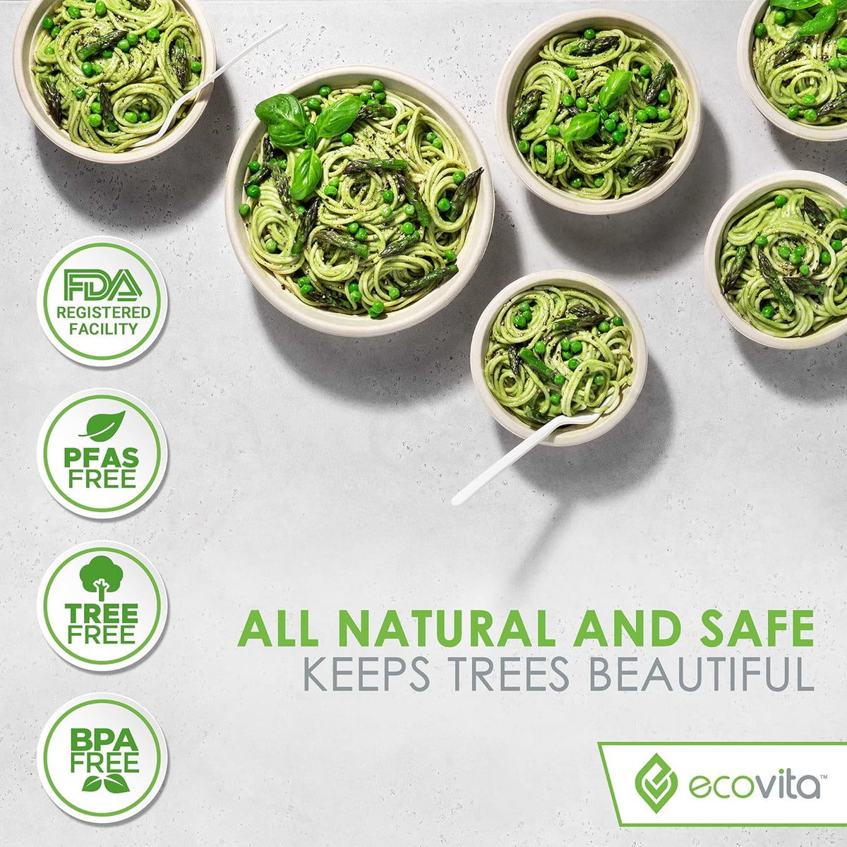100% Compostable Paper Bowls [16 oz.] – 150 Disposable Bowls Eco Friendly Sturdy Tree Free Liquid