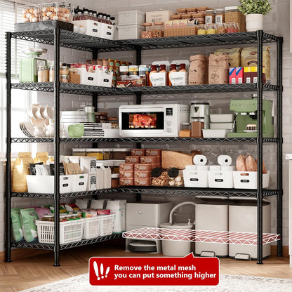 REIBII 70"W Storage Shelves Load 1600LBS, Metal Shelving 5-tier Wire Shelving Unit Metal Shelves