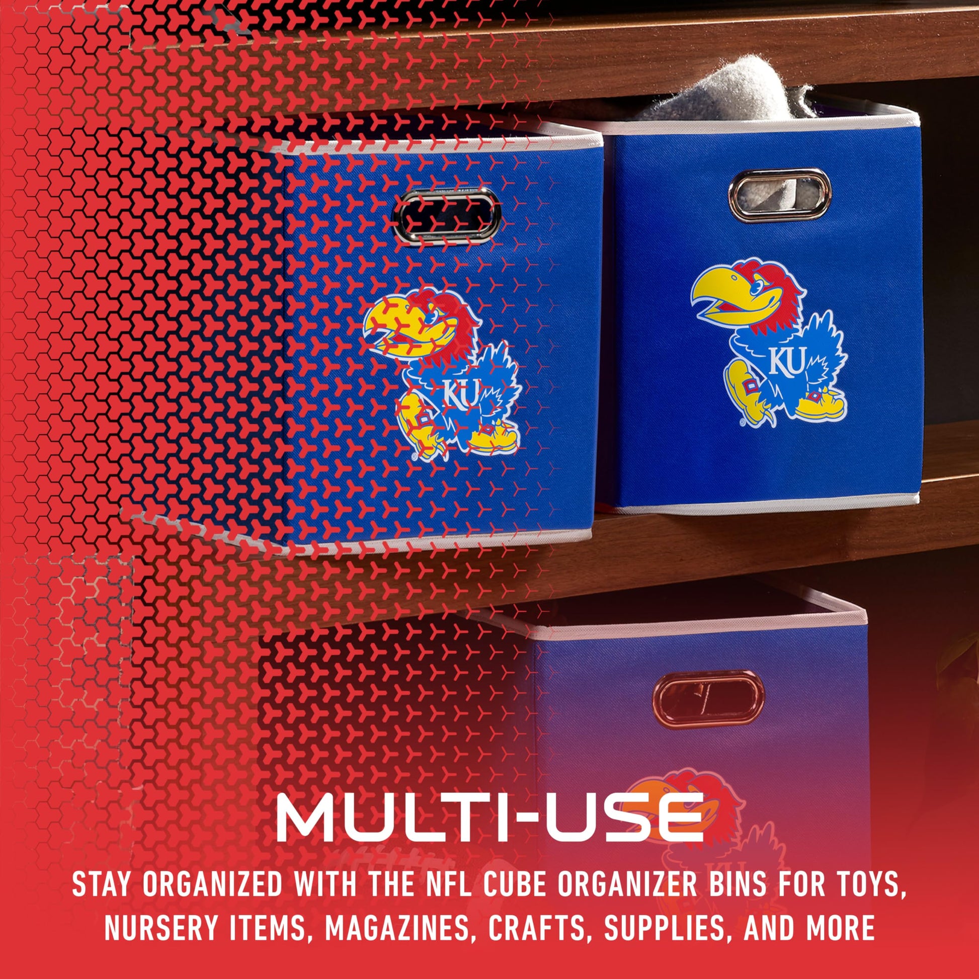 Franklin Sports NCAA Storage Bin - Cube Organizer - Kansas