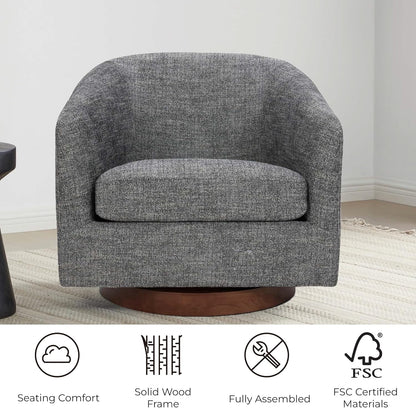 CHITA Swivel Accent Chair, FSC Certified Upholstered Fabric Barrel Chair for Living Room, Fully