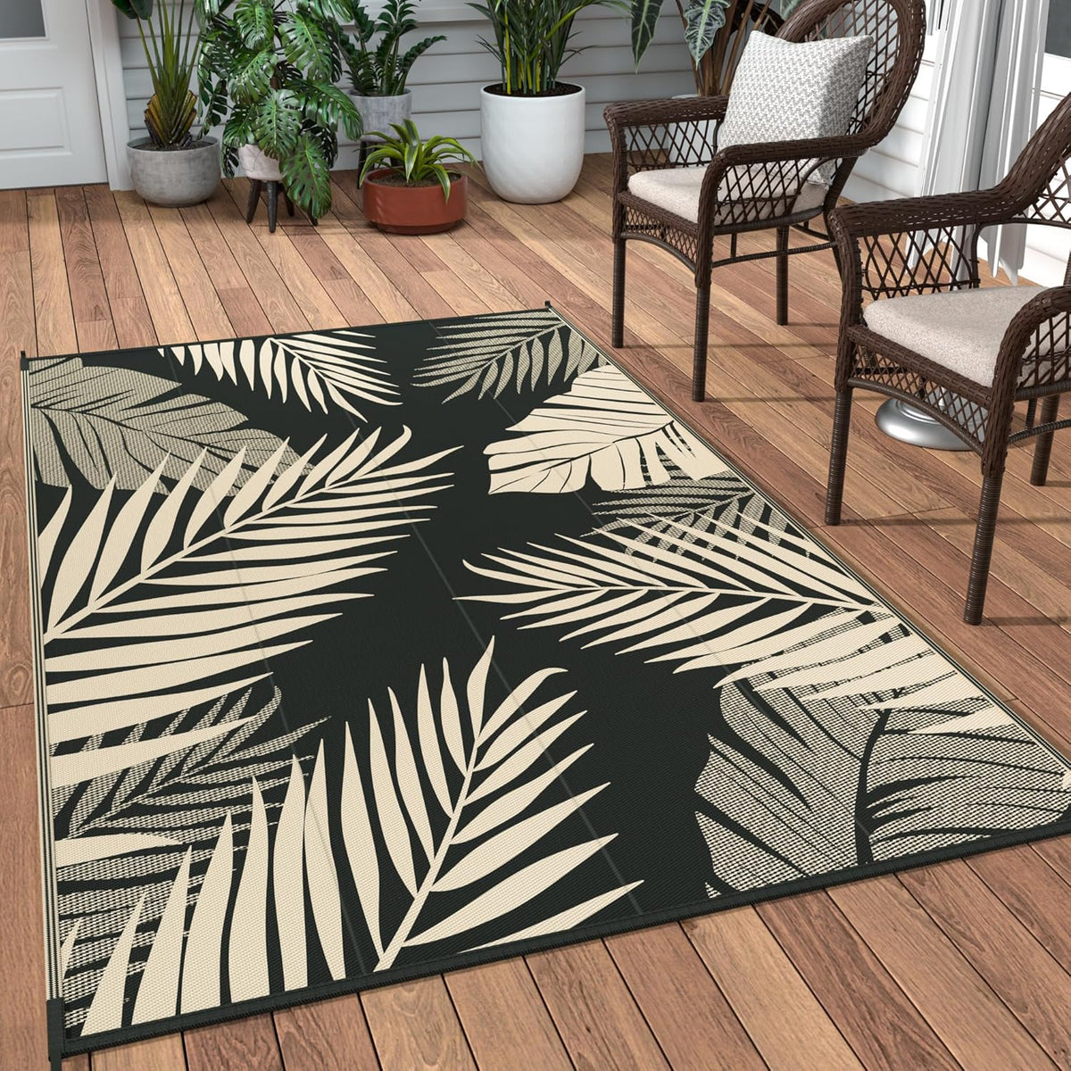 GENIMO Outdoor Rug 3' x 5' Waterproof for Patios Clearance, Reversible Outdoor Plastic Straw